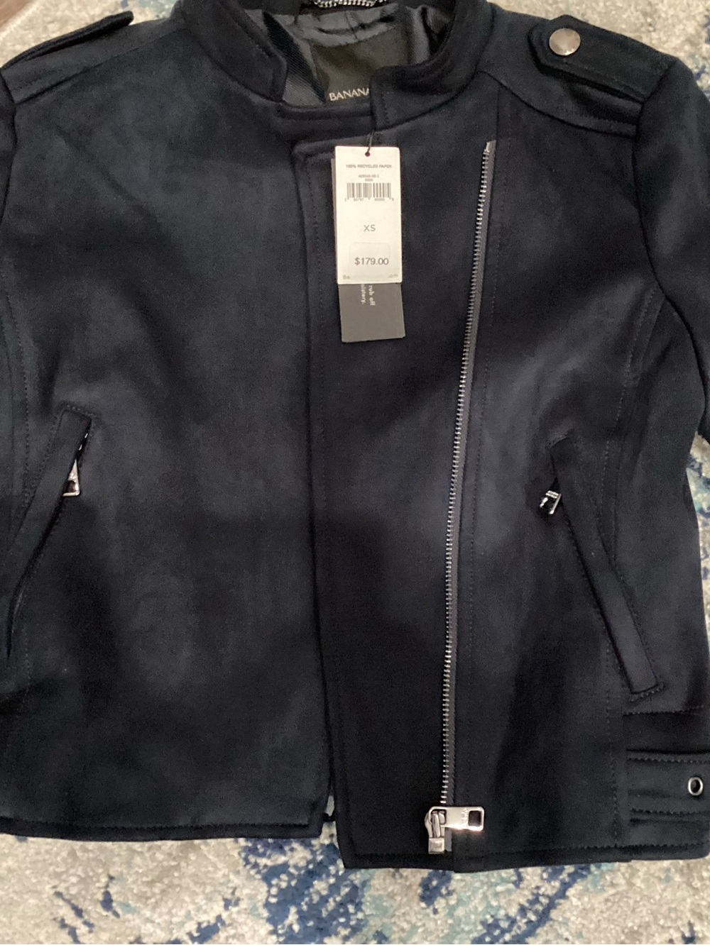 Women’s Banana Republic Blue Suede Bomber Jacket